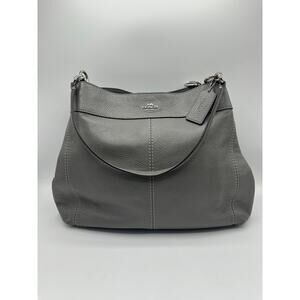 Coach Lexy F28997 Grey Pebble Leather Shoulder Bag Large Silver Hardware